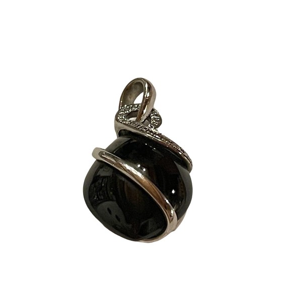 Sterling Silver 925 Black Onyx Cubic Zirconia Pendant EMA Jewlery Inc - Picture 3 of 11